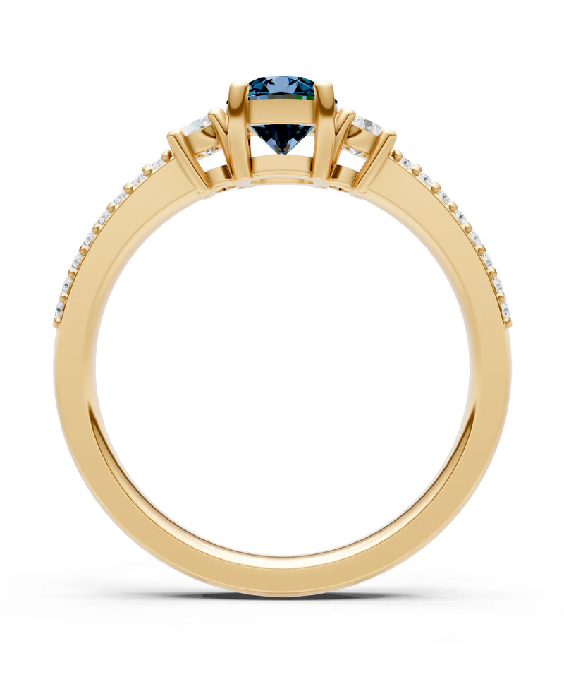 Three Stone Double Round Cut Pave Band