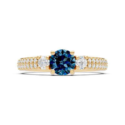 Three Stone Double Round Cut Pave Band