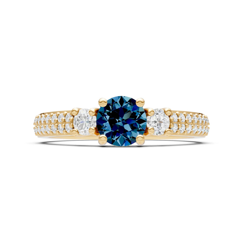 Three Stone Double Round Cut Pave Band
