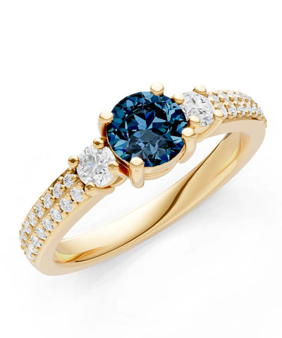 Three Stone Double Round Cut Pave Band