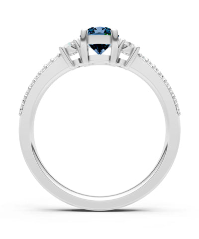 Three Stone Double Round Cut Pave Band