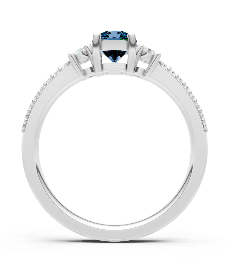 Three Stone Double Round Cut Pave Band