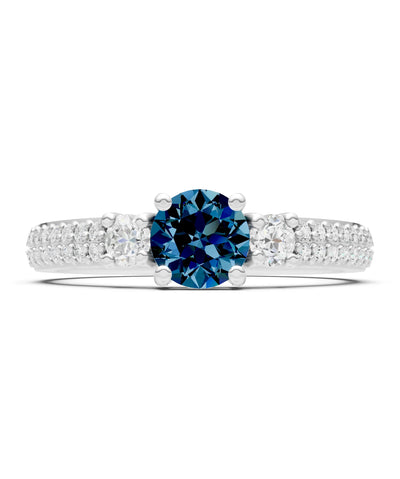 Three Stone Double Round Cut Pave Band