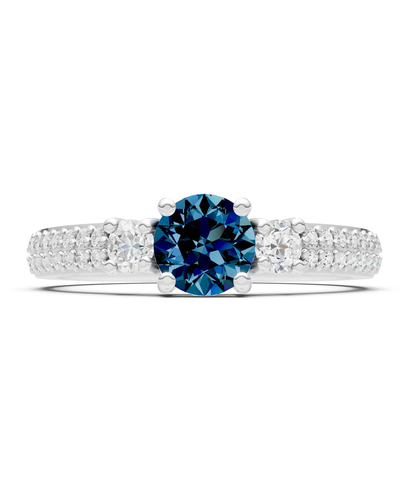 Three Stone Double Round Cut Pave Band