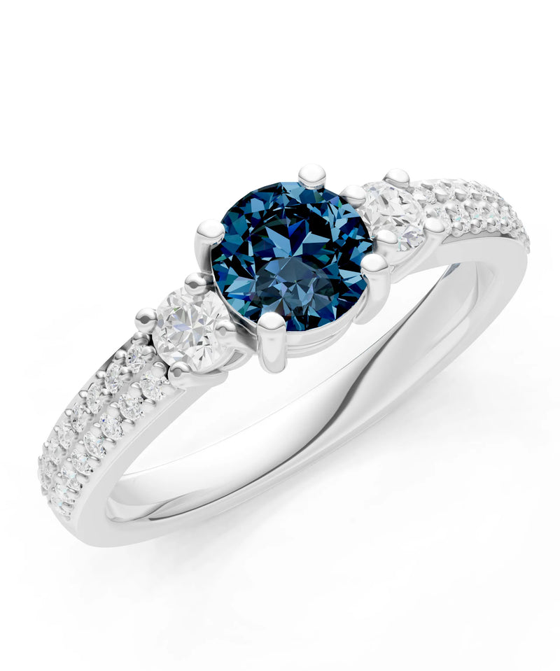 Three Stone Double Round Cut Pave Band
