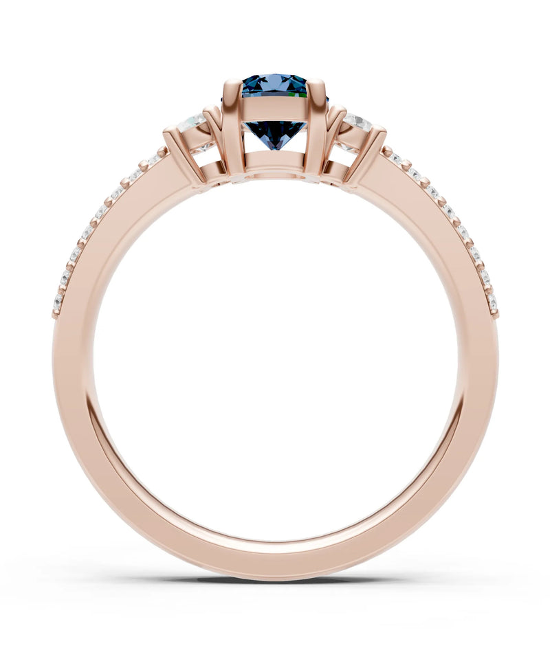 Three Stone Double Round Cut Pave Band