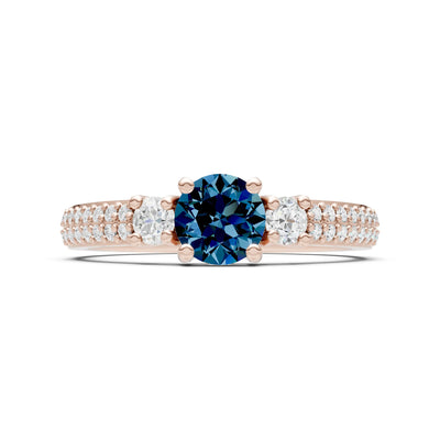 Three Stone Double Round Cut Pave Band