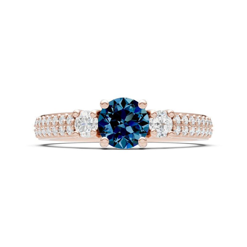 Three Stone Double Round Cut Pave Band