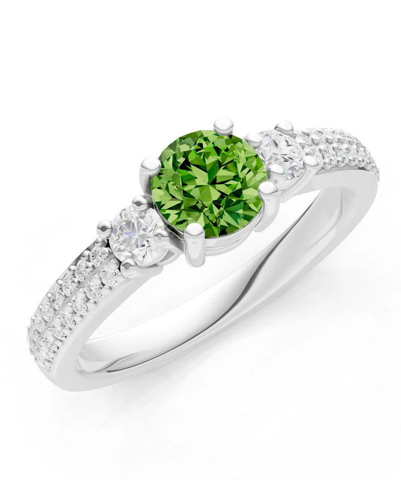Three Stone Double Round Cut Pave Band