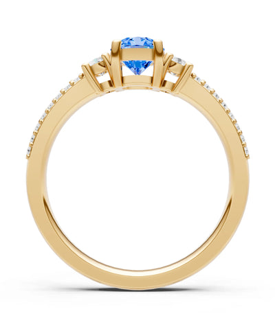 Three Stone Double Round Cut Pave Band