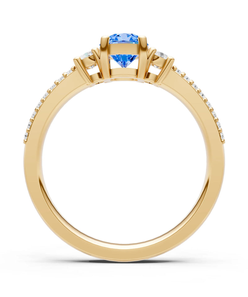 Three Stone Double Round Cut Pave Band
