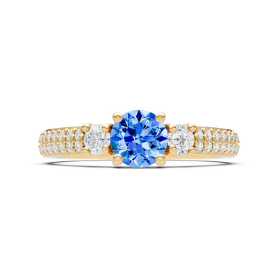 Three Stone Double Round Cut Pave Band