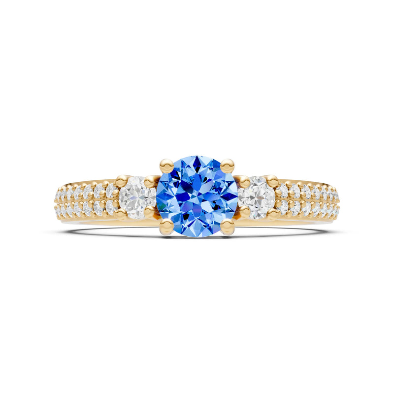 Three Stone Double Round Cut Pave Band
