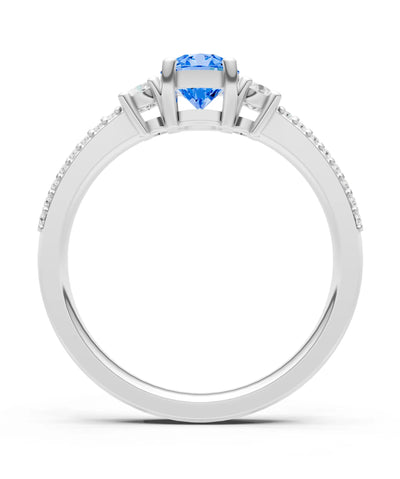 Three Stone Double Round Cut Pave Band