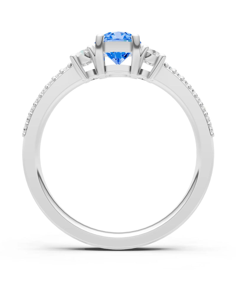 Three Stone Double Round Cut Pave Band