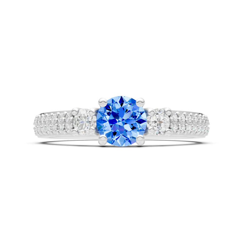 Three Stone Double Round Cut Pave Band