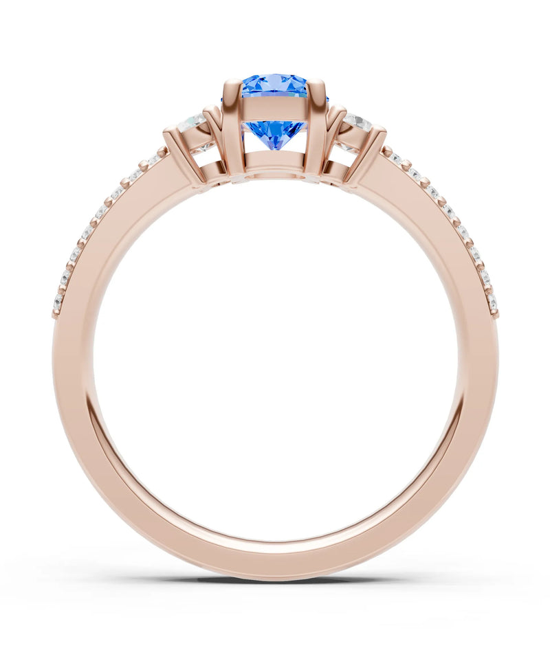 Three Stone Double Round Cut Pave Band