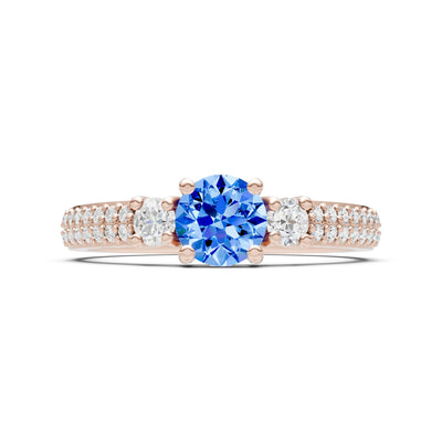 Three Stone Double Round Cut Pave Band