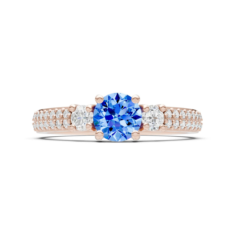 Three Stone Double Round Cut Pave Band
