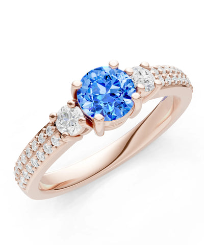 Three Stone Double Round Cut Pave Band