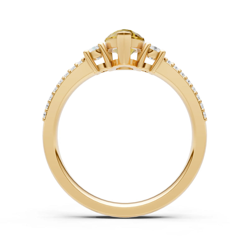 Citrine Three Stone Double Pear Cut Pave Band