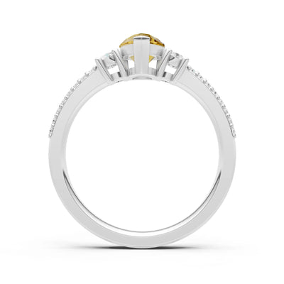 3 Stone Pear Gemstone Double Pave Band