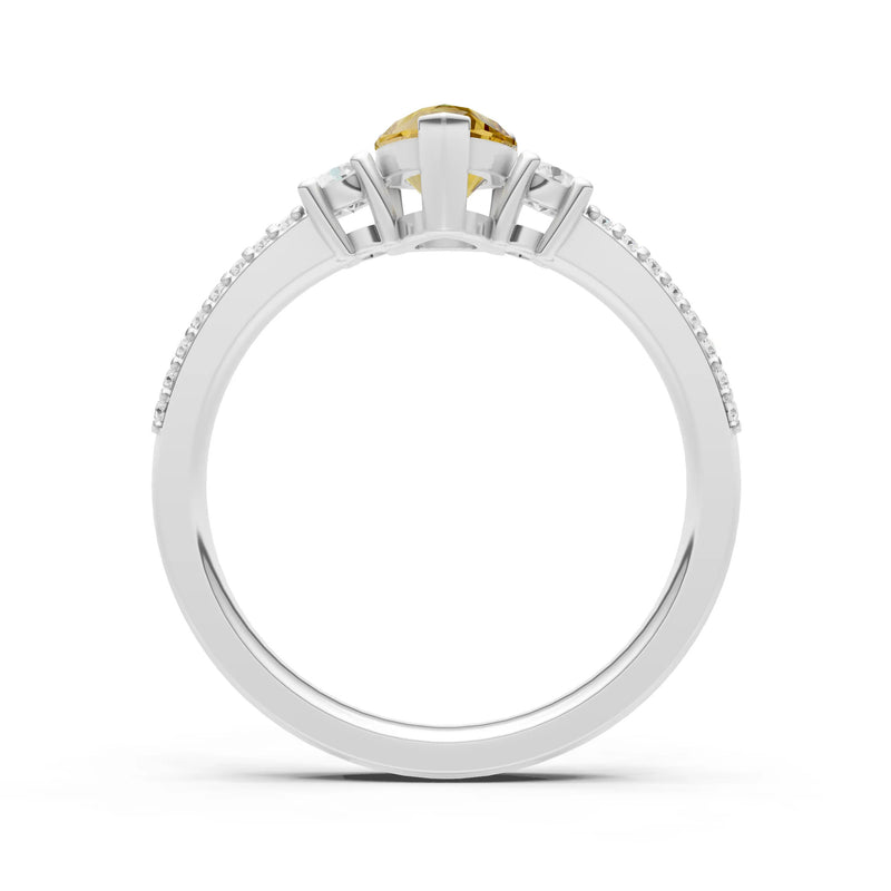 3 Stone Pear Gemstone Double Pave Band