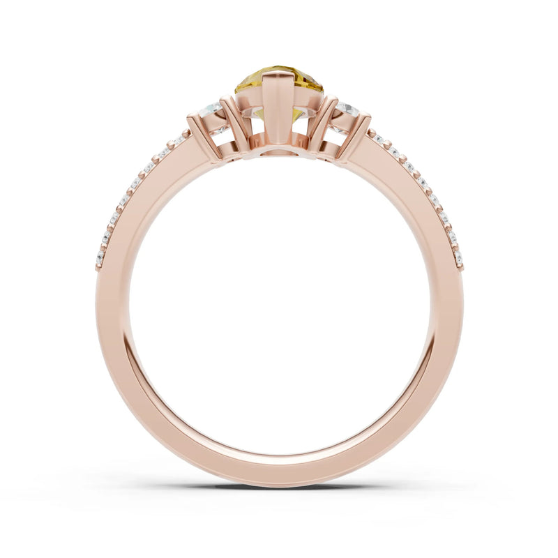 3 Stone Pear Gemstone Double Pave Band