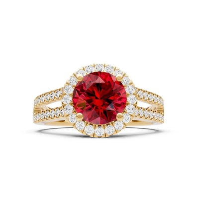 Ruby Halo Double Round Cut Band Pave