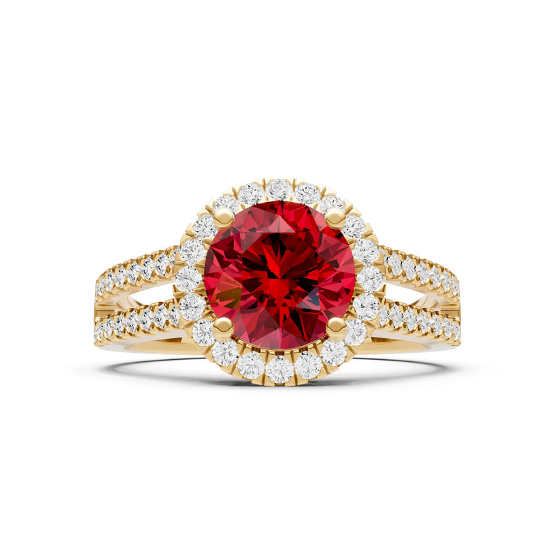Ruby Halo Double Round Cut Band Pave