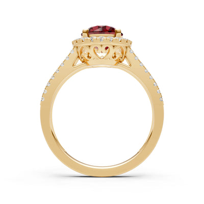 Round Cut Gemstone Halo Double Band Pave