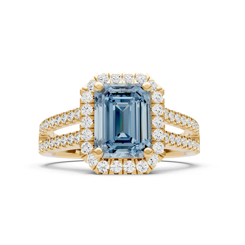 Emerald Cut Halo Double Band Pave