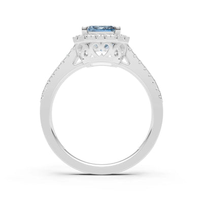Emerald Cut Halo Double Band Pave