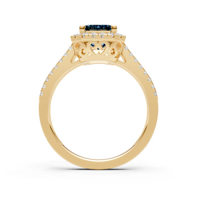 Alexandrite Halo Double Emerald Cut Band Pave
