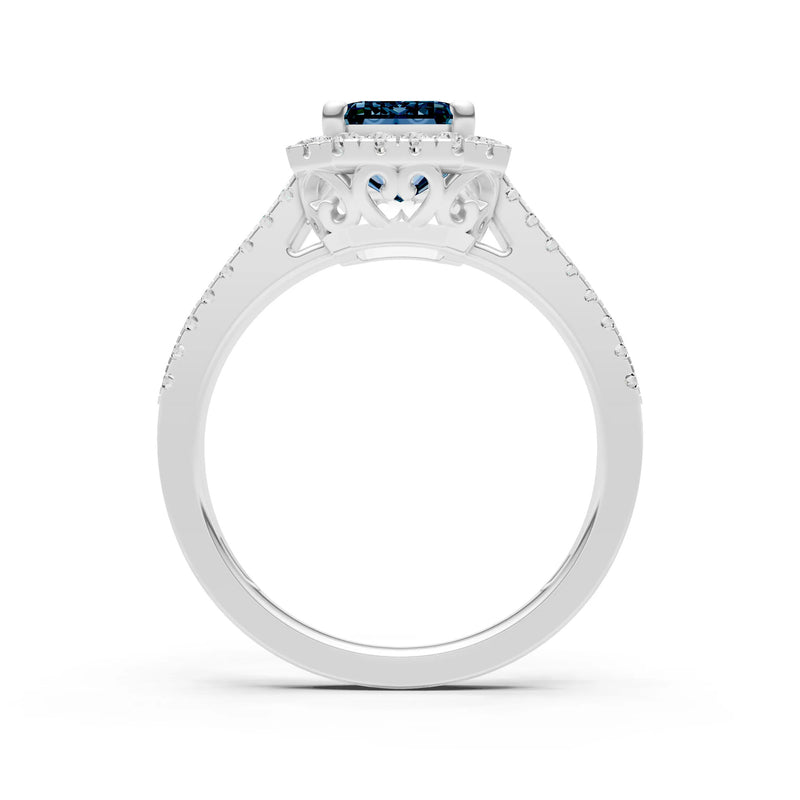 Alexandrite Halo Double Emerald Cut Band Pave