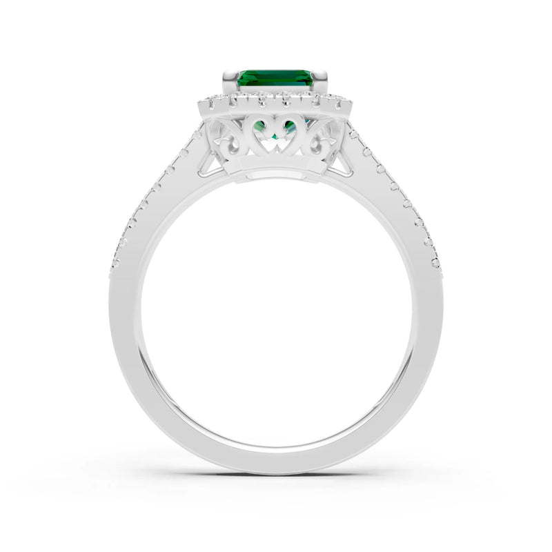 Emerald Halo Double Emerald Cut Band Pave