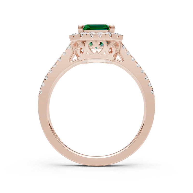 Emerald Halo Double Emerald Cut Band Pave