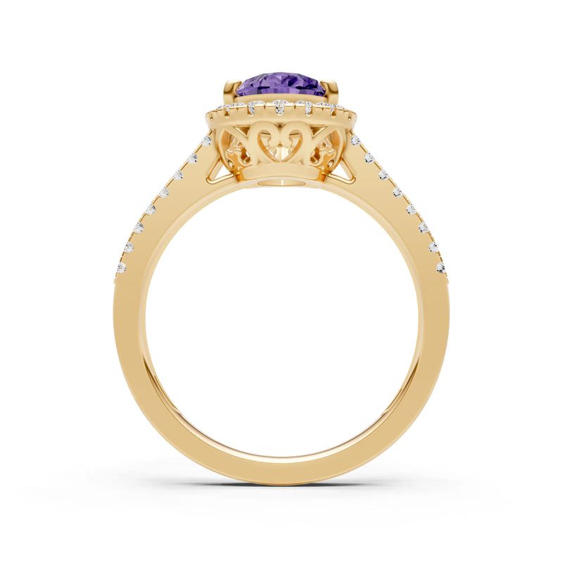 Pear Gemstone Halo Double Band Pave