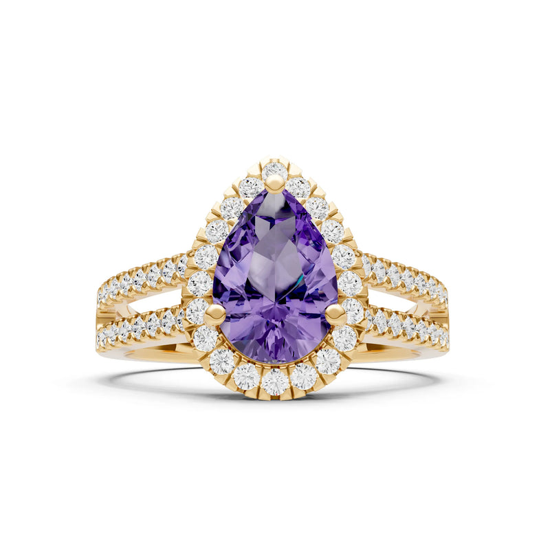 Pear Gemstone Halo Double Band Pave