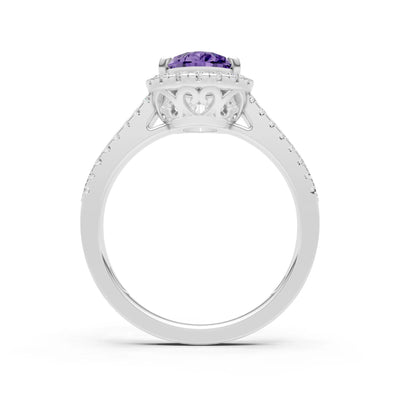 Pear Gemstone Halo Double Band Pave