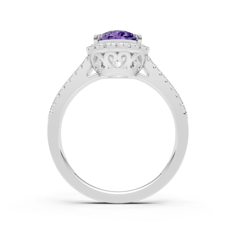 Pear Gemstone Halo Double Band Pave