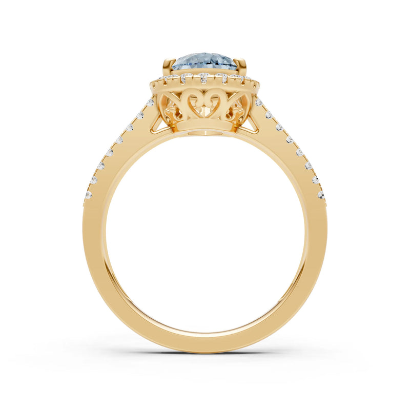 Pear Gemstone Halo Double Band Pave
