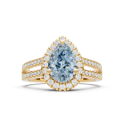 Pear Gemstone Halo Double Band Pave