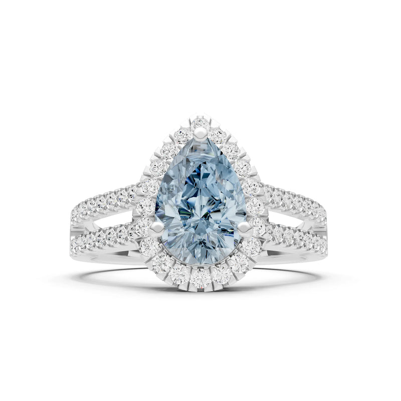 Pear Gemstone Halo Double Band Pave