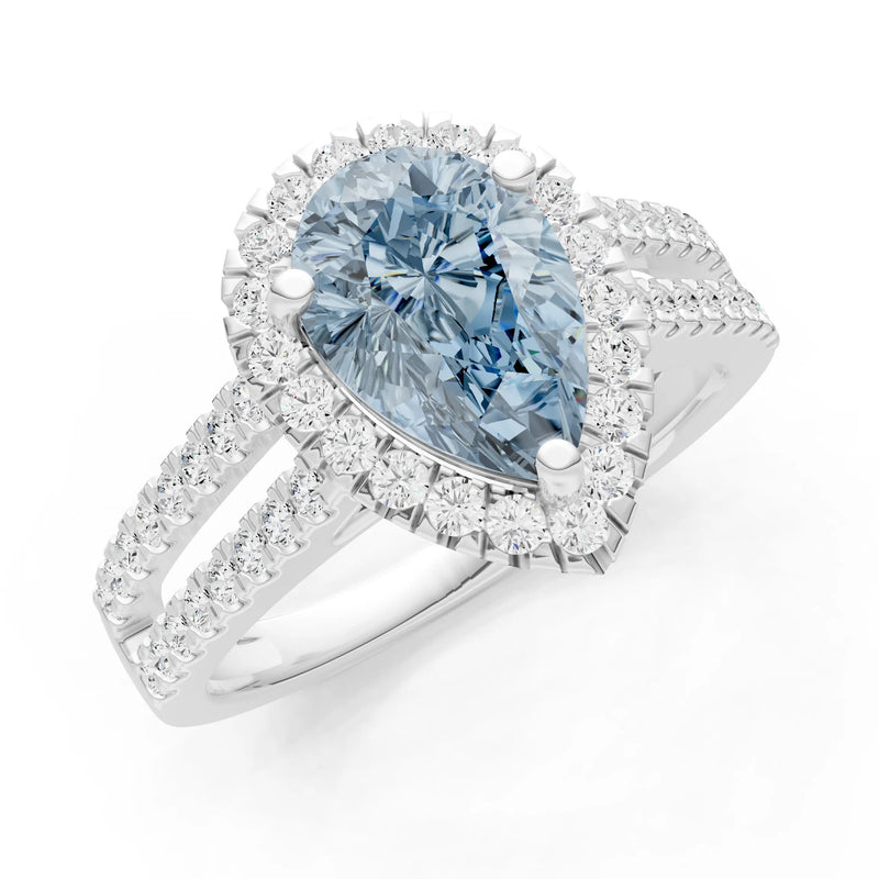 Pear Gemstone Halo Double Band Pave
