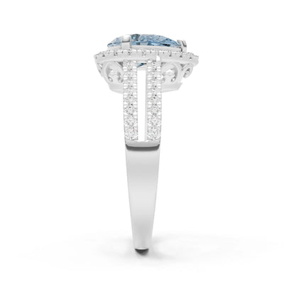 Aquamarine Halo Double Pear Cut Band Pave