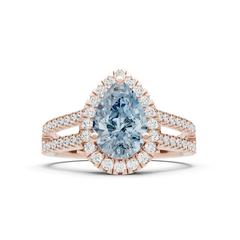 Pear Gemstone Halo Double Band Pave