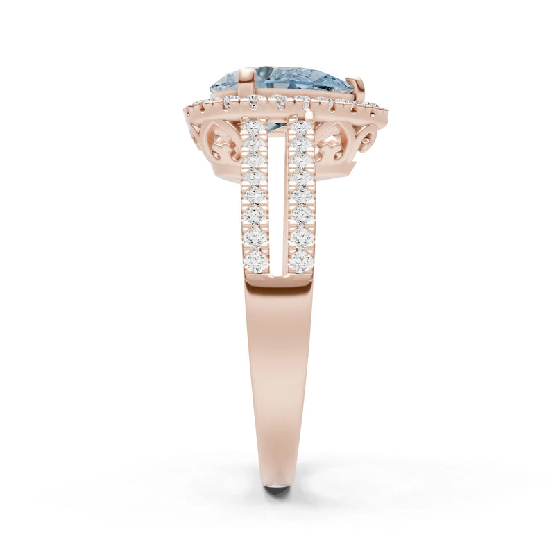 Pear Gemstone Halo Double Band Pave