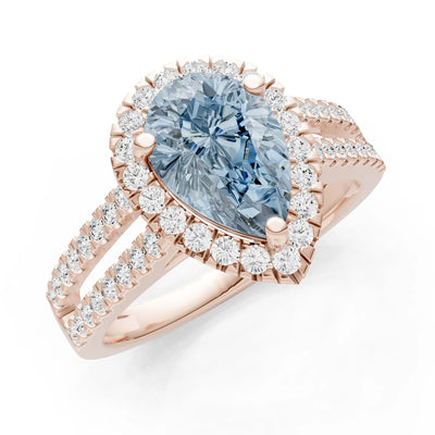 Pear Gemstone Halo Double Band Pave