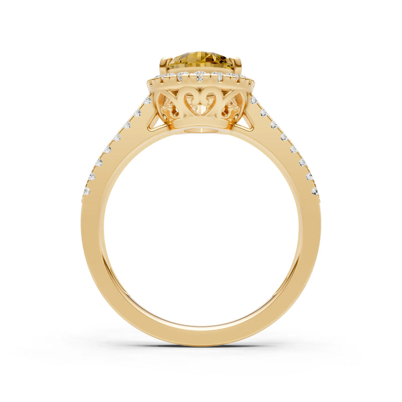 Citrine Halo Double Pear Cut Band Pave